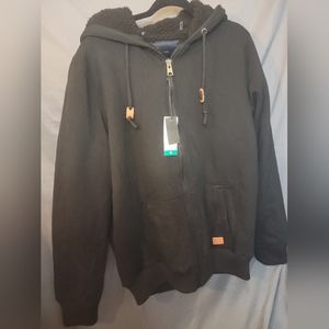 *NWT David bitton mens fleece lined zip up hoodie